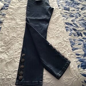 Soft Surroundings blue denim Skinny Jeans with Ankle Button Detail
